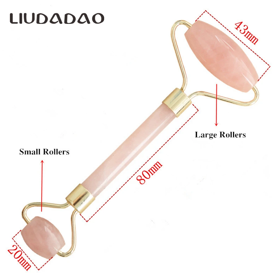 Ролики для лица из розового кварца, массажер для похудения, кристаллический лифтинг, натуральный нефрит, массажный ролик для лица, камень, массаж кожи, уход за кожей