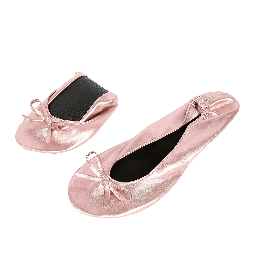 Women Flats Portable Fold Up Ballerina Flat Shoes Roll Up Foldable Ballet After Party For Bridal Wedding Party Favor