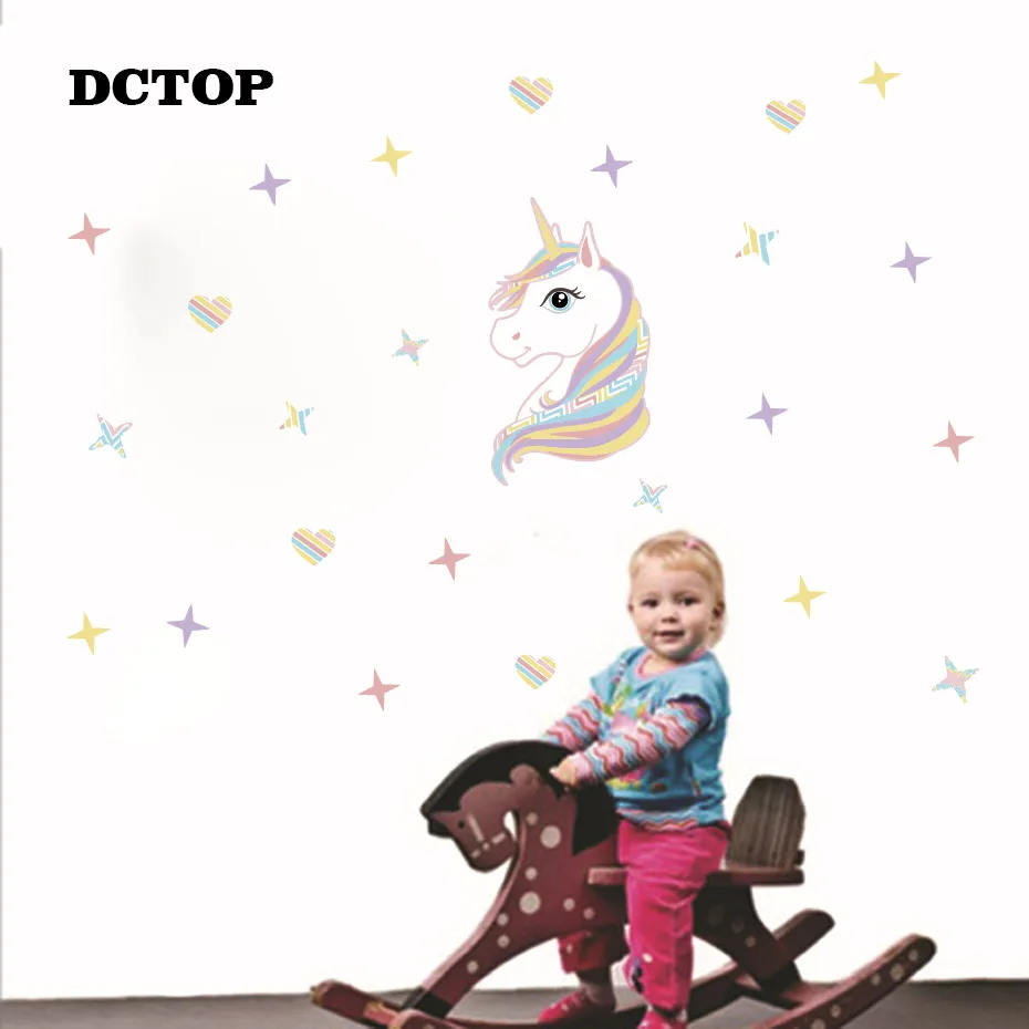 جميل الملونة الساحرة يونيكورن صور مطبوعة للحوائط ملصقات على الحائط الفتيات الأطفال الاطفال ملصقا الحضانة غرفة نوم ديكور المنزل جدارية