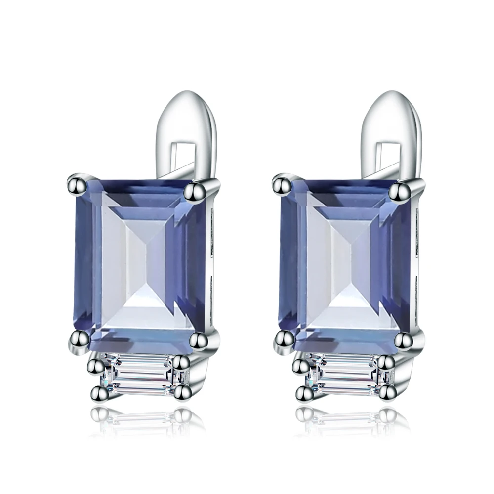 

Gem's Ballet 925 Sterling Silver Classic Earrings 3.11Ct Natural Iolite Blue Mystic Quartz Stud Earrings for Women Fine Jewelry
