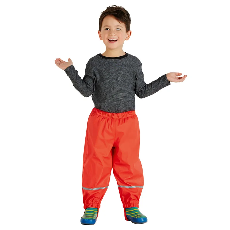 Весенне-осенние водонепроницаемые детские комбинезоны в немецком стиле; Детский комбинезон; флисовые непромокаемые штаны для мальчиков; пляжные ветрозащитные штаны для девочек - Цвет: Оранжевый