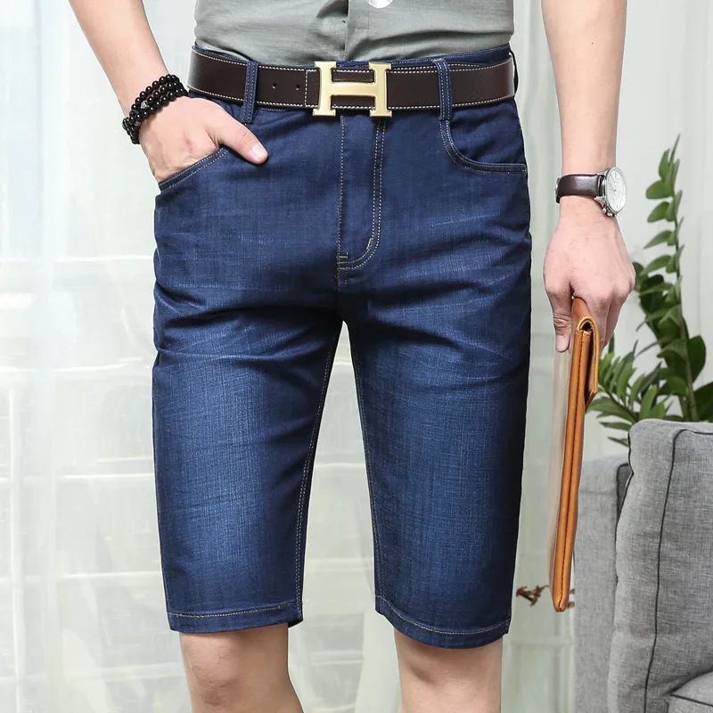 2017 New Summer Mens Denim Shorts Slim Regular Casual Knee Length Short