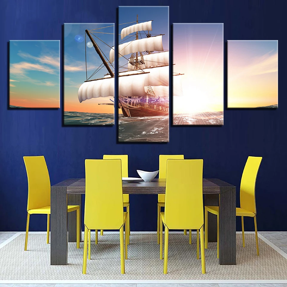 Canvas Painting Home Decor Framework 5 Pieces Sailboat At Sea Pictures Prints Sail Boat Sailing Away Poster Living Room Wall Art Canvas Painting Home Decor Framework 5 Pieces Sailboat At Sea Pictures Prints Sail Boat Sailing Away Poster Living Room Wall Art