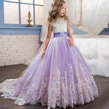 Высококачественное вечернее платье с цветочным узором для девочек; платье для маленьких девочек на свадьбу и День рождения; костюм принцессы для первого причастия