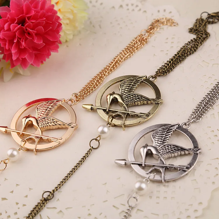 

Brand new The Hunger Games Keychain Birds Charm Golden Snitch Pendent Bracelet Copper Gold Silver