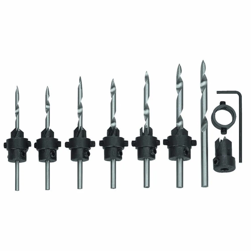 22pcs Woodworking Tapered Drill Countersink Bit Screw Set Collar Wood Pilot Holein Drill Bits