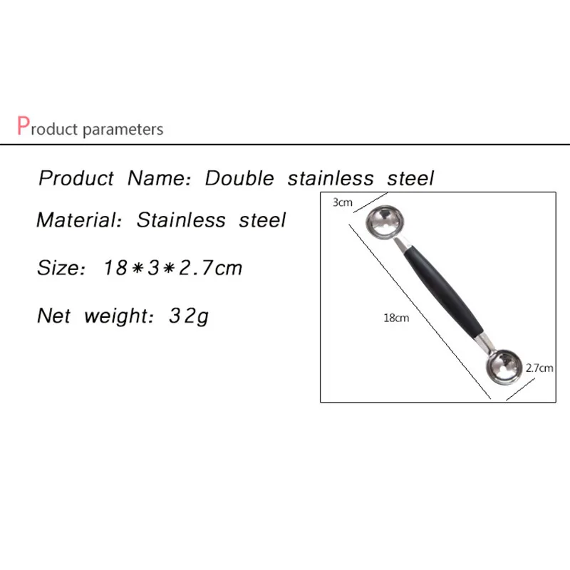 Лопатка для дыни нержавеющая сталь двуглавый ложка для арбуза Кук Инструмент Ballers Dig Ball фрукты ложка для мороженого