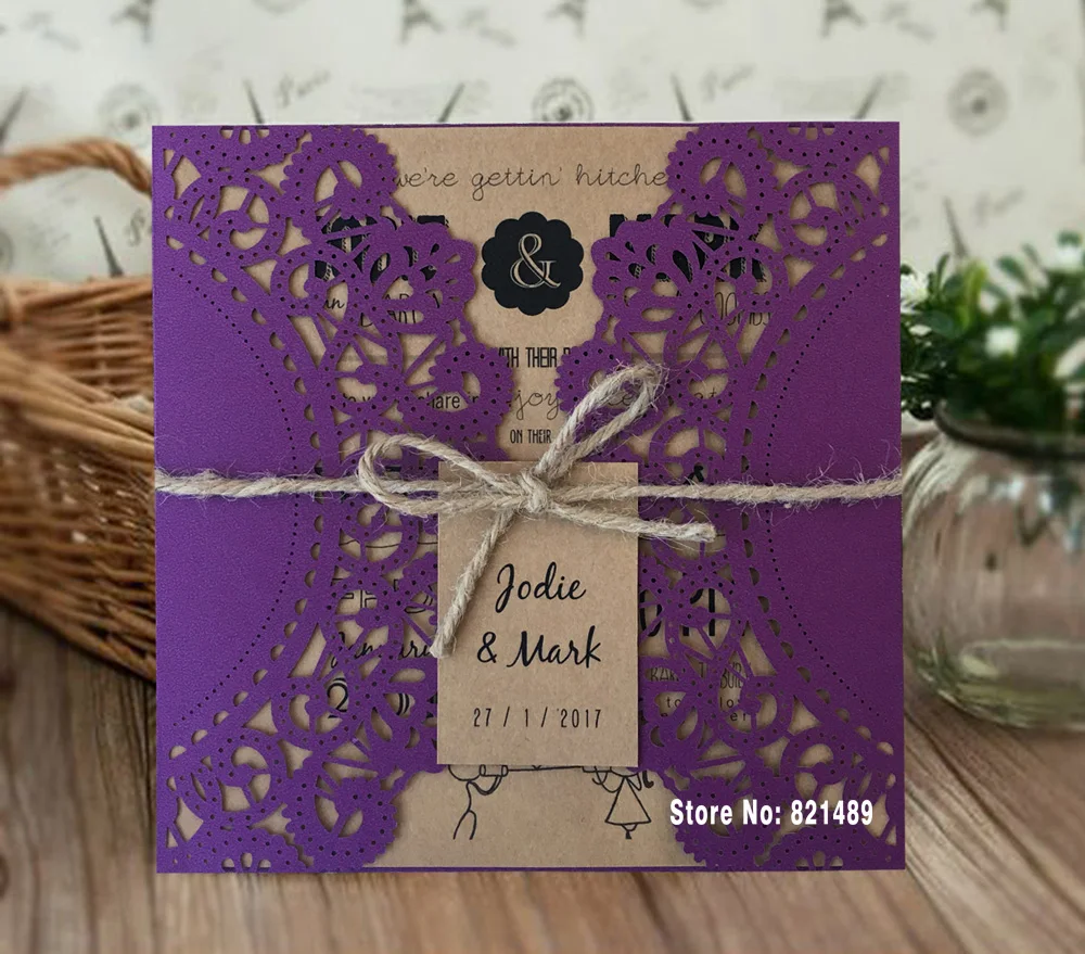 Purple Rustic Wedding Invitations 3