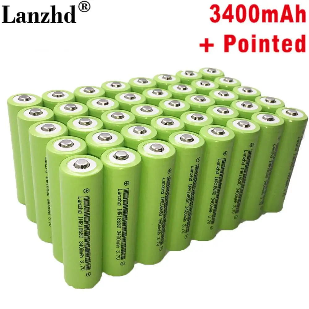 

40PCS 18650 with Pointed Battery 3.7V 3400mAh Li-ion 30A Discharge Rechargeable Battery 18650 for samsung US18650VTC7 batteries