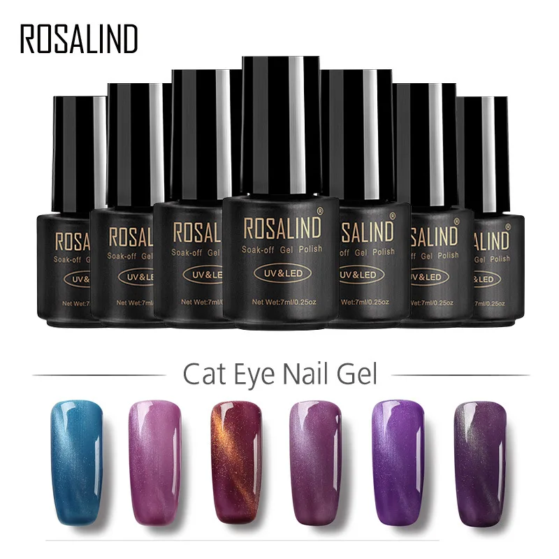 

ROSALIND Holographic Glitter Gel Nail Polish 3D Cat's Eye Nail Gel Varnish Chameleon Magnetic Nail Gel Nails Art Lacquer UV Gel