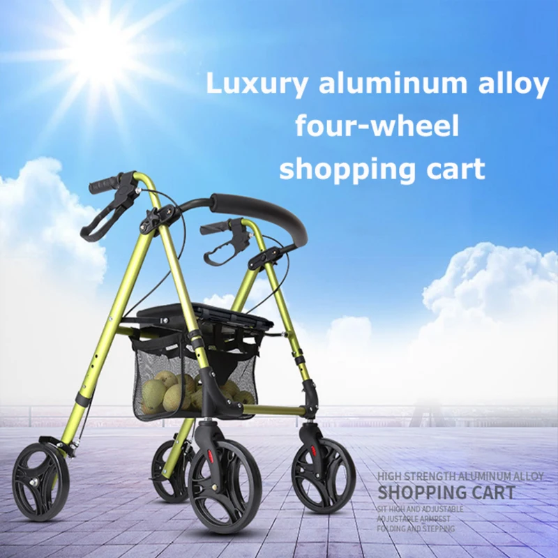 

Rollator walking aids with 4 wheels outdoor adjustable hopping cart