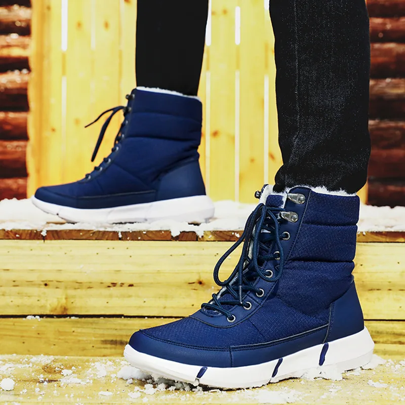 

Mid-calf Boots Men Winter Shoes Men Waterproof Snow Boots Platform Sneakers Shoes Warm Plush Inside Unisex Botas Hombre