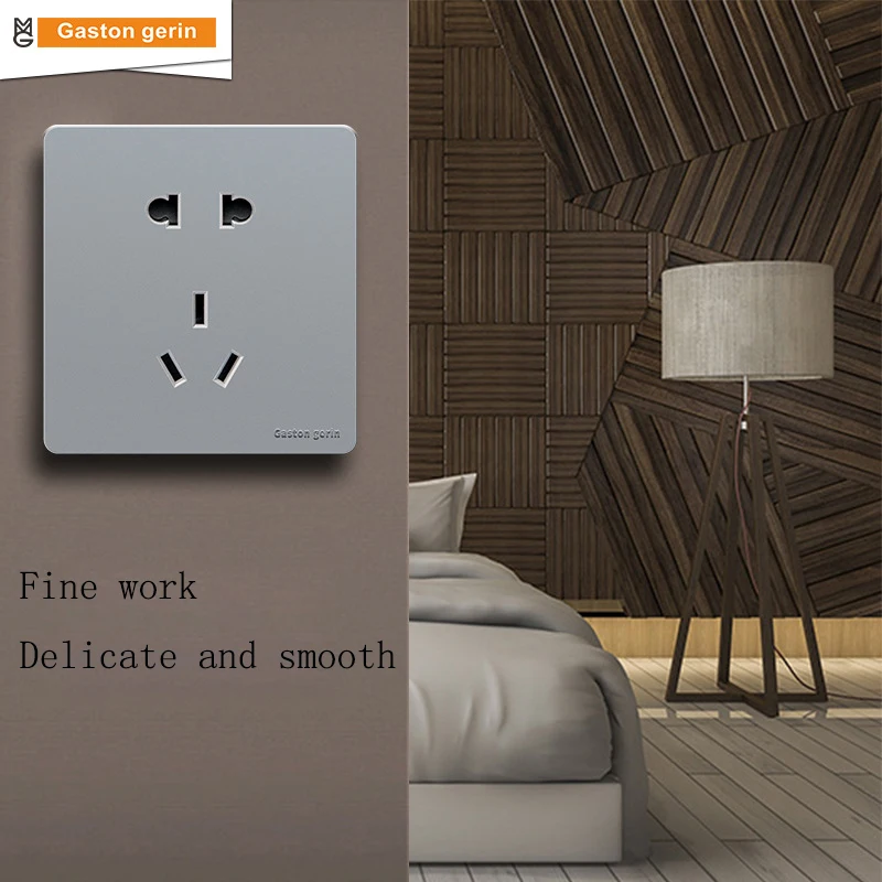 

Luxury Home Wall Socket Switch Outlet Panel 5 Holes Switches Outlet 10A 110V 220V Electric Power Socket Panel 86*86 Sliver New