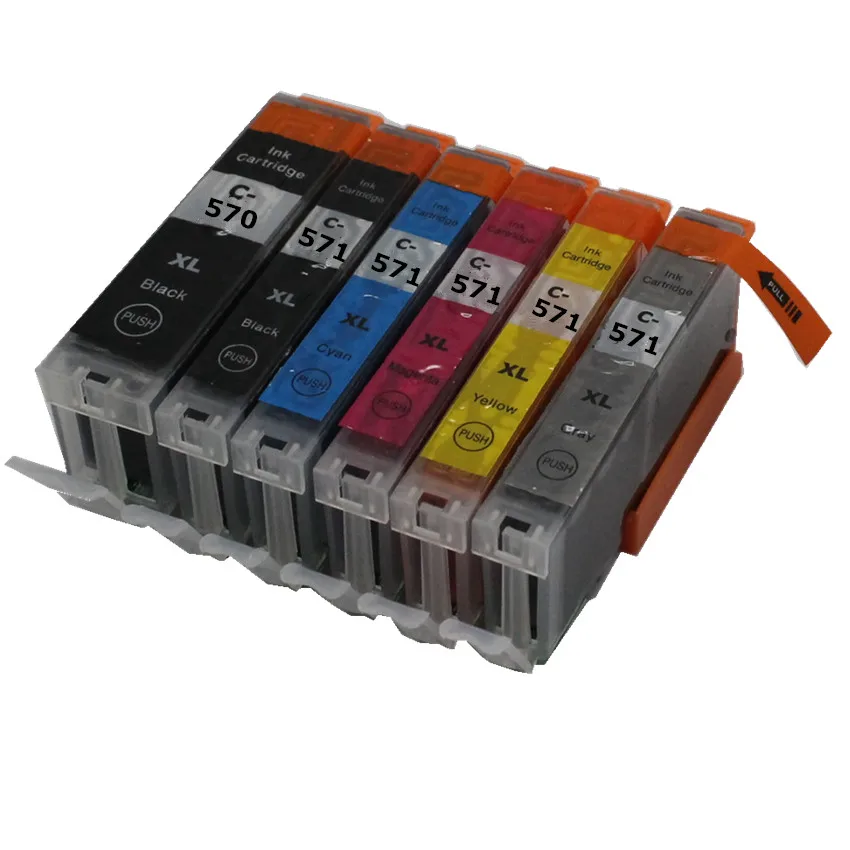 

6 ink PGI-570 BK 570 571 ink cartridge for canon PIXMA MG7750 MG7752 MG7753 TS9050 TS9055 TS8050 TS8051 TS8052 TS8053 printer