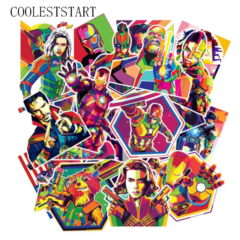 

50 Pcs/Set Cartoon Cute Marvel Decal Stickers For Laptop Luggage Moto Car Cool Fashion PVC Waterproof Sticker Car Styling