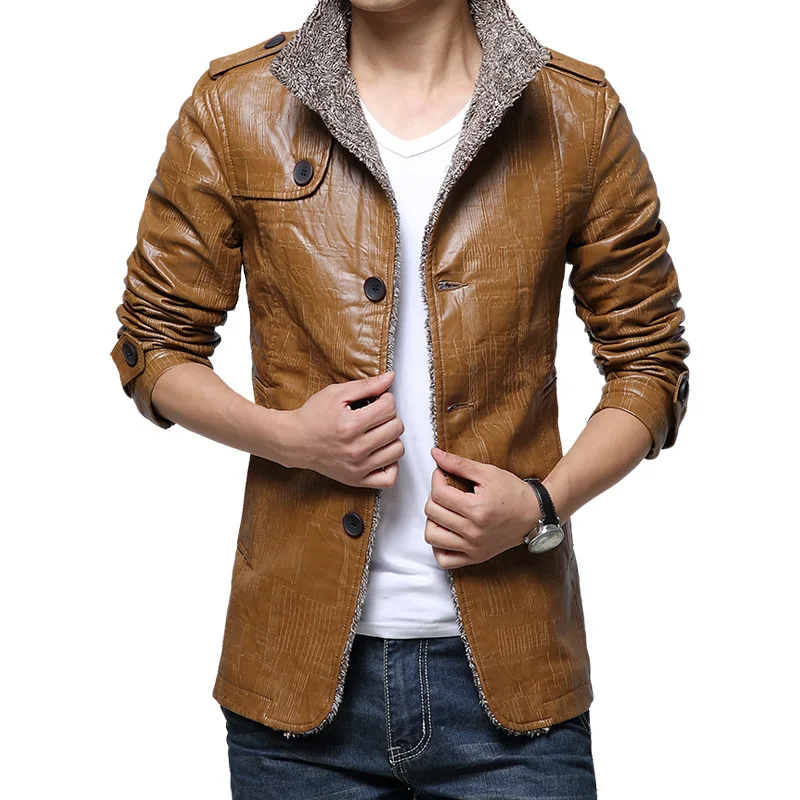 

Plus Size 7XL 8XL Winter Leather Jacket Men Fleece Warm PU Leather Coat Men Casual Motorcycle Biker Jacket chaqueta hombre cuero