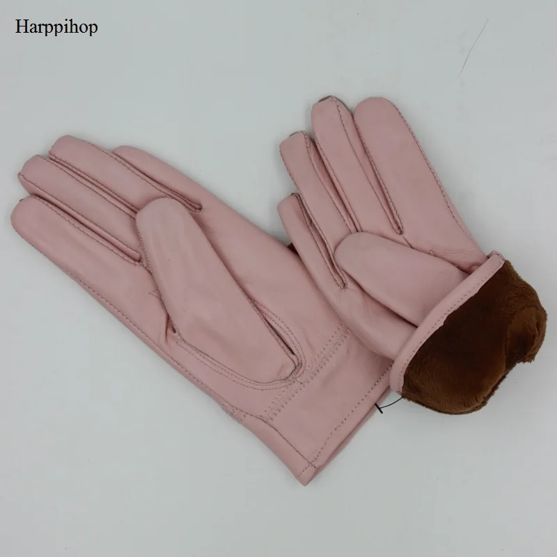 Зимние теплые перчатки из натуральной кожи для детей; теплые милые перчатки из натуральной кожи; Новинка года; варежки из натуральной кожи - Цвет: 3