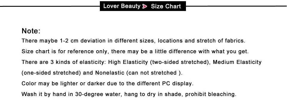 Lover Beauty Waist Trainer Size Chart