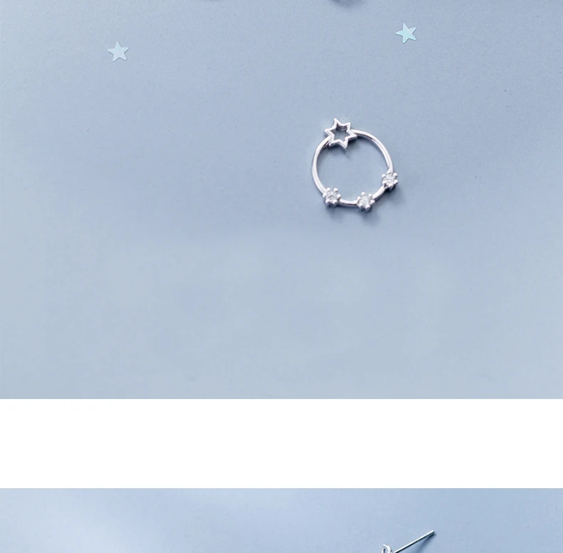 MloveAcc роскошь чистого серебра 925 пробы серебро асимметрия космической солнце серьги-гвоздики "Звёзды" комплекты для Для женщин Уникальный дизайн Серебряные ювелирные изделия