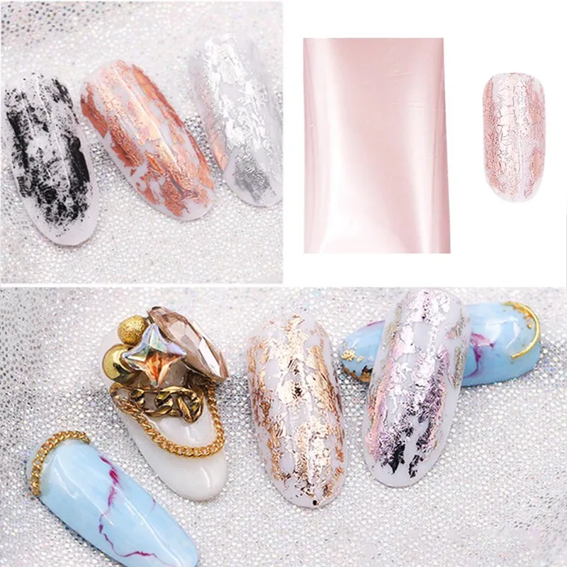

Laser Matte Rose Gold Nail Transfer Foils Decorations Nail Art Polish Wraps Decals DIY Nail Beauty Stickers Accessories