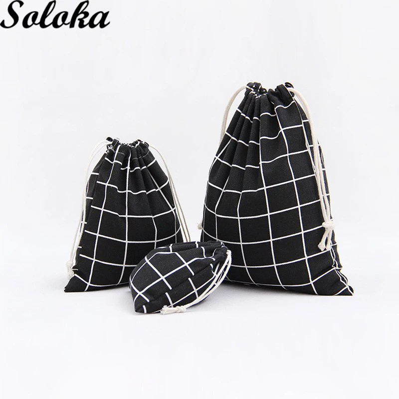 

1Set 3Pcs/lot Cotton Linen Drawstring Bag Sachet Decorative Fresh Handmade Travel Storage Package
