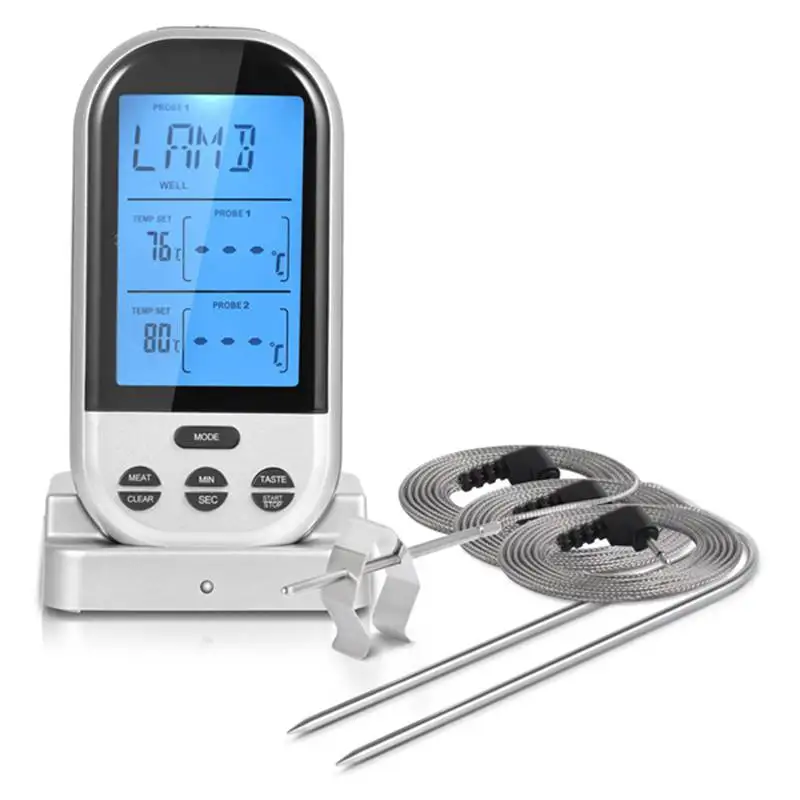 

Wireless Remote Digital Cooking Food Meat Thermometer Instant Read with Oven Probe for Oven and Dual Probes for Kitchen Smoker