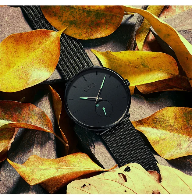CIVO Fashion Watch Men Waterproof Slim Mesh Strap Minimalist Wrist Watches For Men Quartz Sports Watch Clock Relogio Masculino -