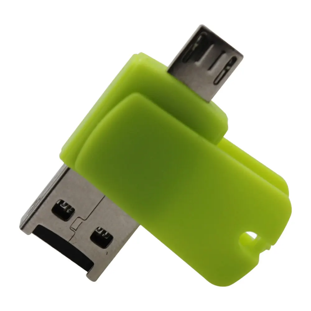 2 в 1 USB 2,0 и TF/Micro Женский к Micro USB Мужской OTG кардридер адаптер Зеленый