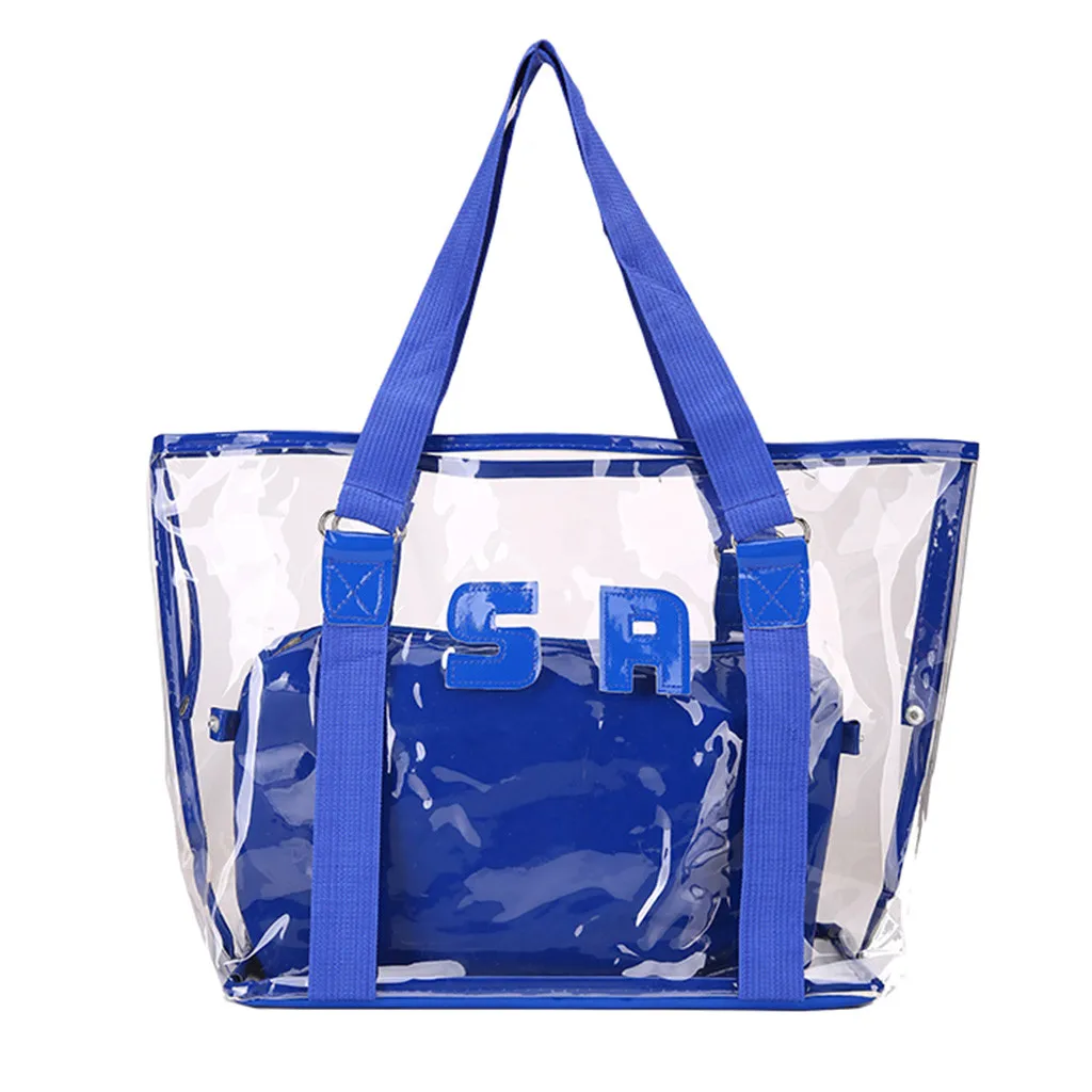 

Fashion sac transparent Lady Large Capacity Transparent Beach Jelly Handbag Shoulder Bag sac transparent femme #Zer