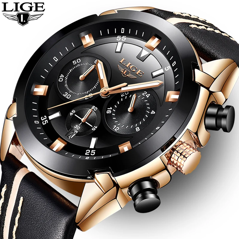 

Relogio Masculino 2018 LIGE New Top Brand Luxury Watches Male Military Sports Waterproof Watch High Quality Leather Quartz Clock