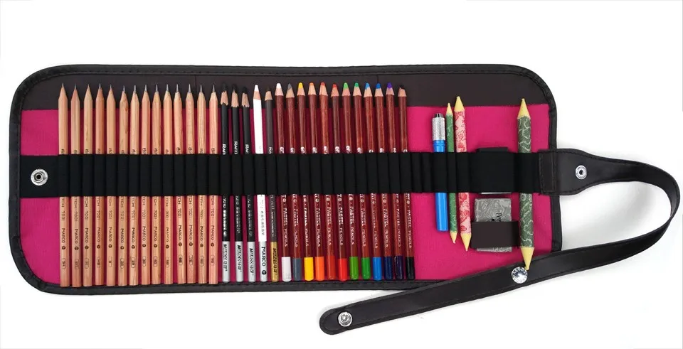 Профессиональный набор карандашей для рисования, 38 шт., 3H-8B, набор карандашей для рисования, угольные карандаши с 36 отверстиями, Холщовая Сумка для карандашей