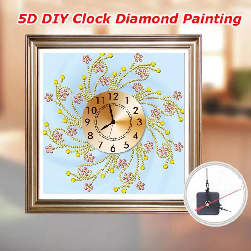 3D Special Shaped Diamond Embroidery Crystal flower Wall Clock 5D Painting Cross Stitch Watch Mosaic Decor | Дом и сад