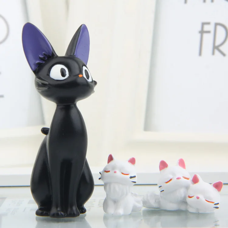 Черная кошка jiji и Белый Кот Кики Услуги DIY куклы animiation фигурку Дети Игрушечные лошадки подарок Миниатюрная модель кукольный дом