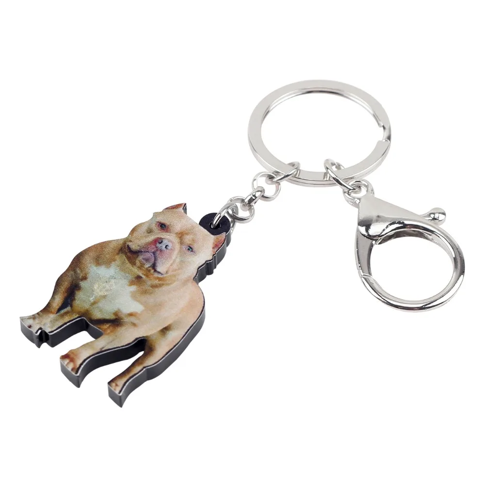 Bonsny Acryl American Pit Bull Terrier Hund Schlüssel Ketten Keychain Ringe  Schmuck Für Frauen Mädchen Handtasche Auto Charms Haustier Zubehör -  AliExpress