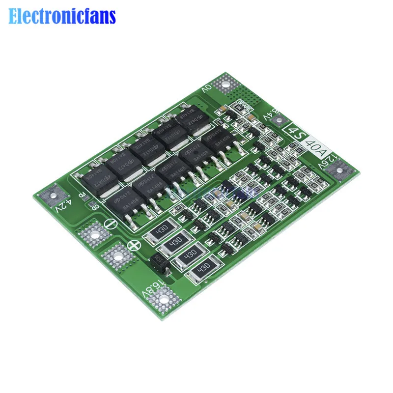 Литий-ионный модуль зарядного устройства литиевой батареи 4S 40A Защитная плата PCB BMS 18650 Lipo сотовый модуль с балансиром для бурового мотора