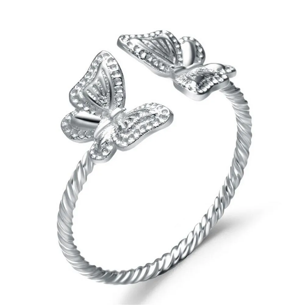 100 Sterling Silver Rings for Women Fashion Butterfly Silver Ring 925