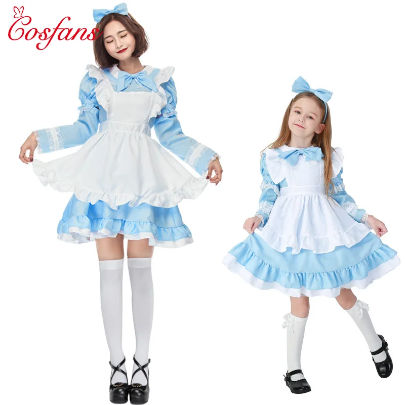 New Kids Adult Anime Costumes Lolita Princess Dress parent-child wear Cosplay Halloween Role Playing Christmas Gift 3color |