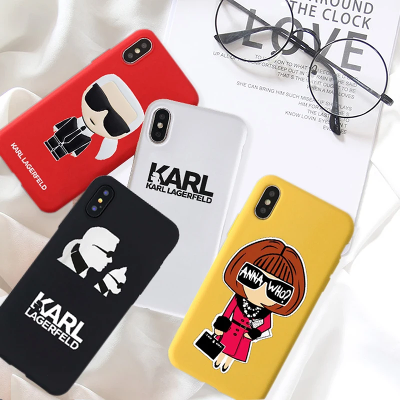 GYKZ Cool Karl Lagerfeld Soft Silicone Phone Case For iPhone XS MAX X XR 7 6 6s Plus Fashion Matte Coque For iPhone 8 Cover Bag