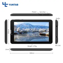 Yuntab 7 дюймов E706 планшеты PC 4 ядра телефонный звонок планшет ips экран 1024*600 с двойной камера wi fi/Bluetooth 8 10 10,1