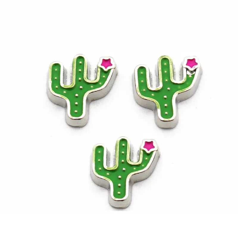 

New Arrival 10pcs/lot Cactus Gold silver floating charms charms living glass memory lockets diy jewelry