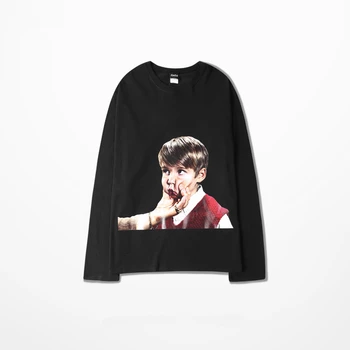 

2018 autumn new men's round neck long sleeve t shirt printed cotton hip hop street style lovers suit bottoming shirt