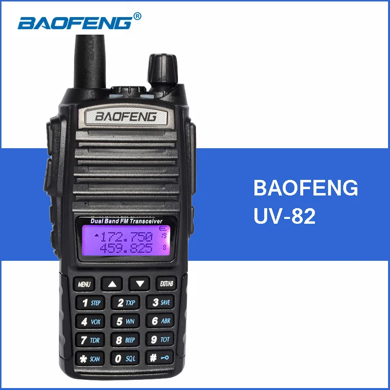 Baofeng UV 82 портативная рация VHF UHF Двухдиапазонная UV82 светодиодный двухсторонняя Ham