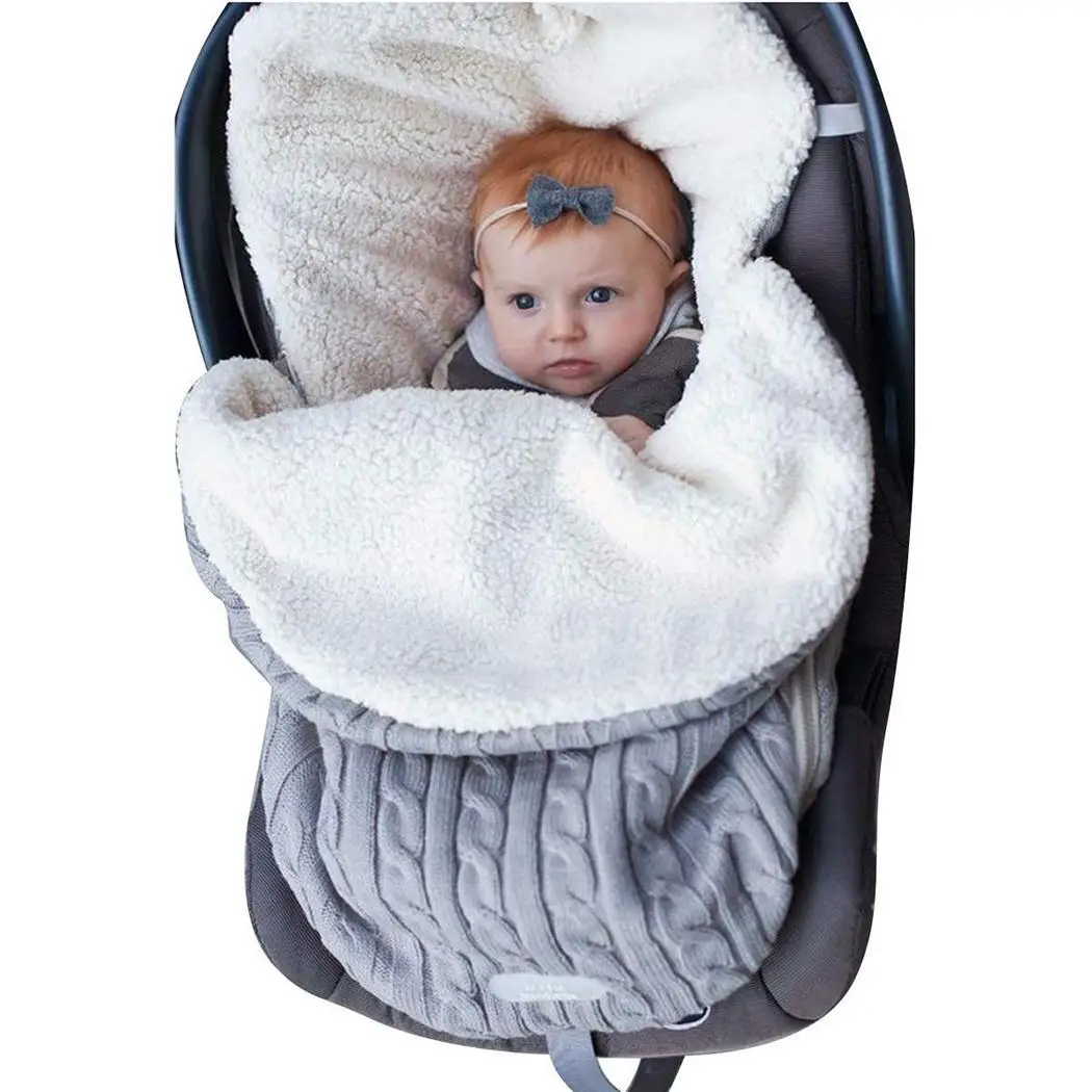 

Thick Baby Swaddle Wrap Knit Envelope Newborn Care Sleeping Bag Infant Stroller Sleep Sack Footmuff Baby Warm Swaddling Blanket