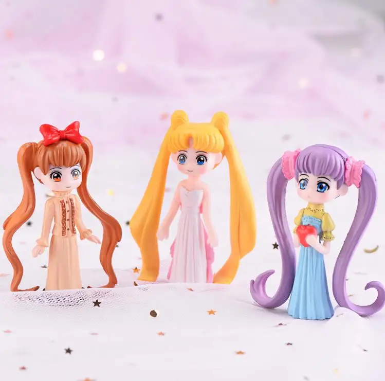 1 Pc Kawaii Cartoon Long Hair Beautiful Girl Model Action Figure Toy DIY Resin Craft Ornament Doll Toy-1