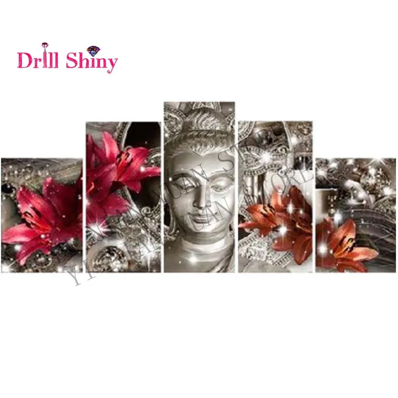 5ps Set DIY Diamond Embroidery Buddha Full 5D Diamond Painting Cross Stitch 3D Mosaic Decor Diamond