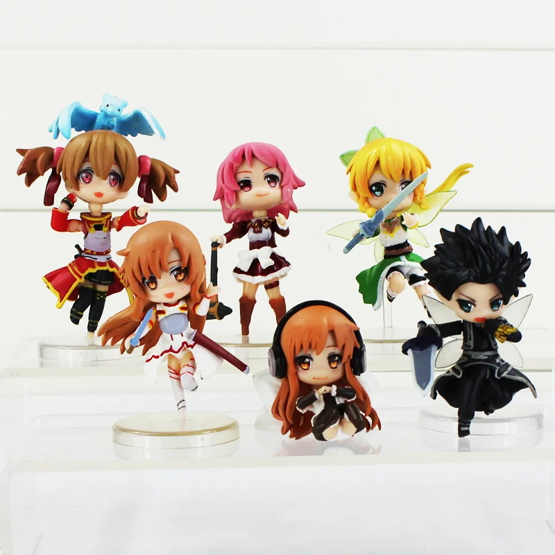 Sword Art Online Fairy Dance Kirito Asuna Lefa Pvc Action Figures Toys 6pcs Set 2 5 6cm Free Shipping Free Shipping Worldwide