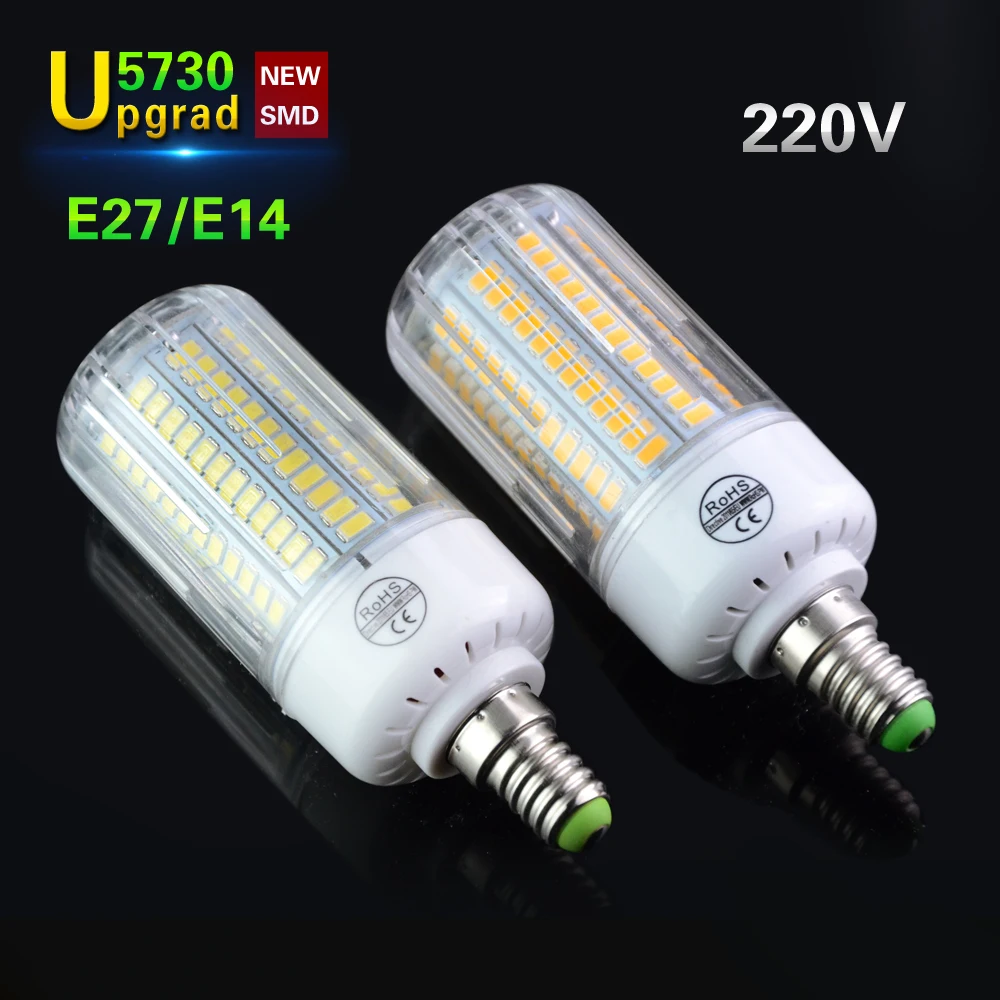 Новые SMD5730 220 В 230 В E27 E14 LED 24 ~ 80 светодиоды лампа Светодиодная лампа радиации Противопожарные крышка Bombillas светодиодные лампы свеча