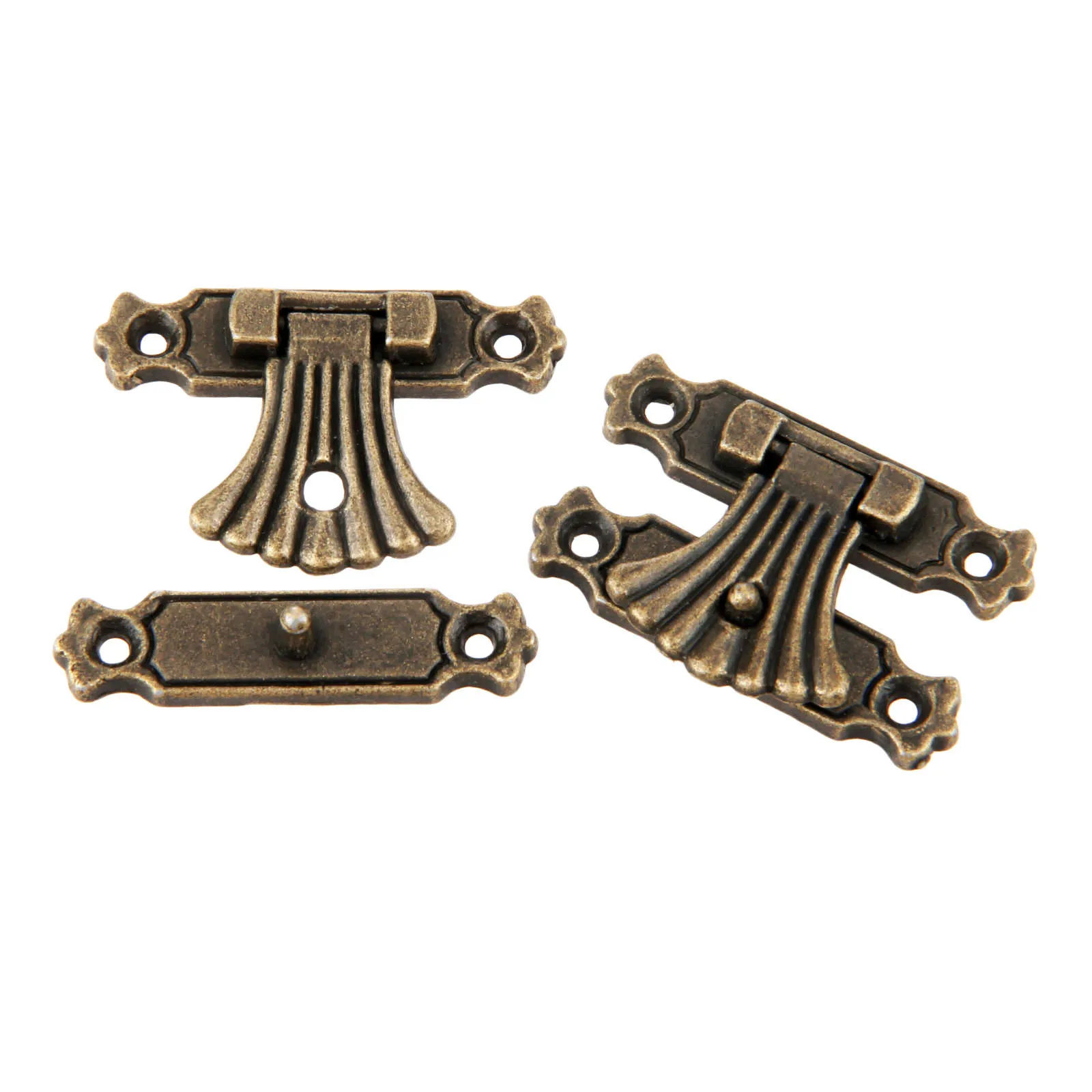 DRELD 2Pcs Antique Bronze Jewelry Wooden Box Case Toggle Hasp Latch Vintage Hardware Furniture Accessories With Screws 37*27mm