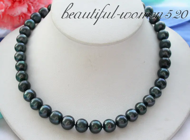 

Z4247 AA++ 17" 12mm ROUND BLACK PEARL NECKLACE 925