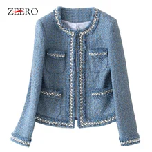 Твидовая куртка шерстяное пальто осень г. для женщин бисер с длинным рукавом бахромой кисточки жемчуг карман взлетно посадочной полосы пальт